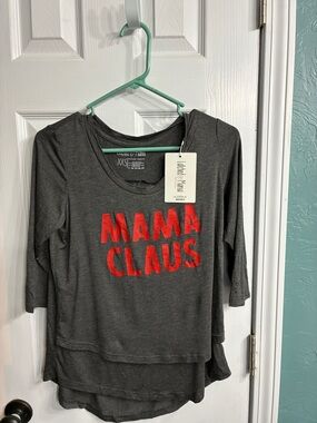 Latched Mama “Mama Claus” Gray Graphic Top